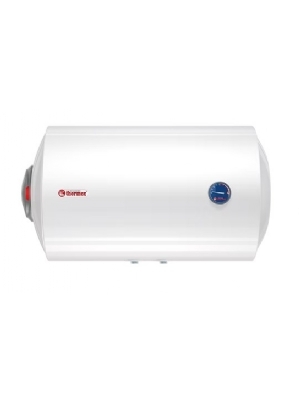 Horizontale boiler voor wandmontage meet de wateraansluitingen omlaag wijzend en de bediening links