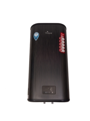 Hoogwaardige, antraciet zwarte, platte 68 liter boiler met Wi-Fi en SMART functie voor verticale installatie aan de wand